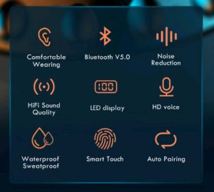 Fones de ouvido – bluetooth 5.0 – TWS